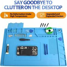 Professional Tool Organizer: Silicone Tray With Welding Pads.  17.7*11.8". Features Strong Magnetic Attraction, Easy Cleaning,  Compartmentalized Storage.  For Organizing Precision Tools Maintaining Them Properly. Multifunctional Tool Maintenance Pad - gray - View 5
