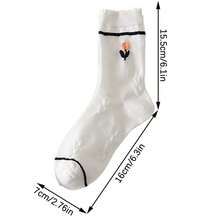 5 Pairs/5 Pairs Pack Spring/Summer Women's White Short Socks, Decorated With Floral Pattern, Comfortable Breathable Cute Mid-Calf Socks, Suitable For Daily Commute Wear, Universal Indoor Casual Socks - Multicolor - View 4