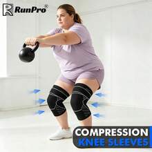 RPPR 1 Pair Extra Large High Elasticity Anti-Roll Heavy Duty Compression Knee Sleeves, Breathable Comfortable Plus Size Knee Support, Unisex Super Large Knee Braces, Black/Grey/Blue, XL-3XL, Suitable For Weight Up To 300 Lbs/136 Kg - Multicolor - View 6