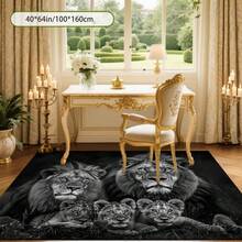 Cashmere-Like Black And White Lion Illustration Pattern Printed Outdoor Rugs, Exquisite Cozy Carpets In Diverse Styles. Suitable For Home, Outdoor, Malls & Cafes, Machine Washable, Various Sizes Available. - A - View 8