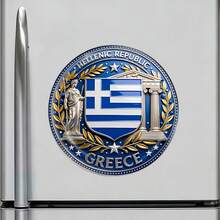 Escudo de la República Helénica Azul y Blanco con Columnas Jónicas y Victoria Alada Imán Donde el Mármol Habla Eternidad Recuerdo para Todas las Superficies Metálicas en Todo el Hogar - A - Ver 2
