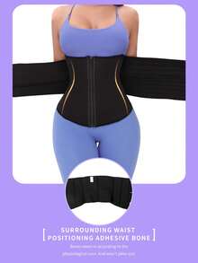 Women's Hook And Loop Waist Support Sports Abdominal Binder - Black - View 7