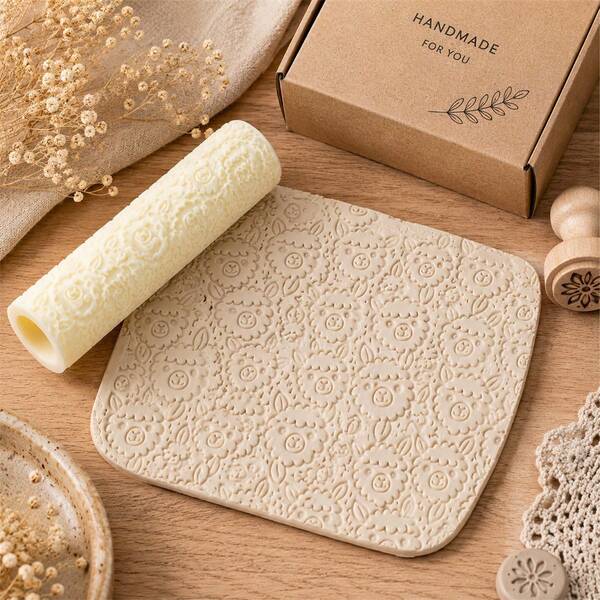 Con lăn dập nổi họa tiết Alpaca cho đất sét, con lăn tạo vân đất sét polymer, con lăn họa tiết lạc đà không bướu liền mạch cho gốm sứ, fondant, bột bánh quy và các dự án thủ công