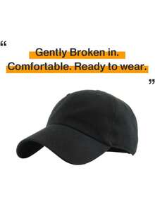 1pc Classic Unisex Cotton Adjustable Low-Profile Baseball Cap – Minimalist Dad Hat - Black - View 4