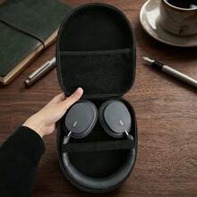 1pc Black Large Multi-Functional Headphone Storage Case, Shockproof And Pressure-Resistant Hard Shell, EVA Bluetooth Headphone Storage Box, Digital Camera Accessory Pouch, Data Cable, USB Flash Drive Zipper Portable Protective Cover,Back To School - Black - View 3