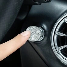 1件裝汽車配件 黑/白/粉 水鑽圓球啟動按鈕 個性化通用圓形汽車裝飾環 車用點火按鈕蓋 - A - 查看 3