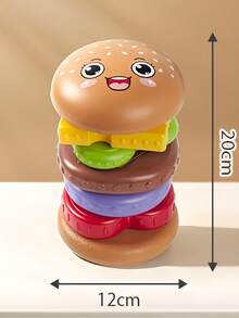 Hamburger Rotating Stacking Toy, Early Education Geometric Shape And Color Recognition Stacker, Improves Hand-Eye Coordination And Sensory Training, Indoor Parent-Child Interactive Stress Relief Rainbow Tower Educational Toy, Suitable For Infants And Toddlers Home Activities, Halloween Birthday Holiday Gift - Multicolor - View 14
