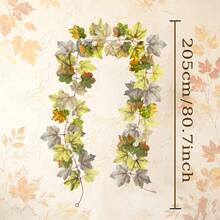 1pc 80.7in/6.7ft Artificial Maple Leaf Garland, Bendable And Reusable, Autumn Halloween Thanksgiving Harvest Decoration, Realistic Faux Hanging Leaf Vine, Suitable For Stairs, Fireplace, Mantel, Tabletop, Home, Party, Indoor And Outdoor Decor - Multicolor - View 12