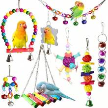 Columpio de juguetes para pájaros, entrenamiento de inteligencia, alivio del aburrimiento masticando, juguetes para loros pequeños y medianos - Ver 1