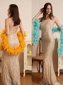 Feather Boa, DIY Party Costume Accessory, Colorful Feather Boa Scarf Decoration, Suitable For Birthday Party, Halloween, Christmas, Racing, Tea Party, New Year's Eve, Concert, Home Decor, Dance Wedding, Stage Performance, Carnival Costume And Accessories, Party Supplies - A - View 2
