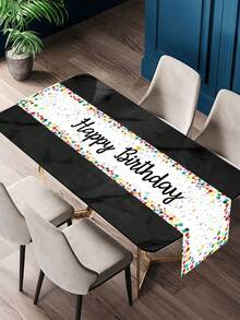 1件白色生日快樂桌旗，180x35cm彩色波點聚酯纖維桌布，適合男孩女孩1歲生日派對桌飾 - 彩色 - 查看 8