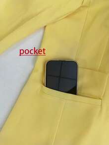 Women's Fashion Polyester Long Sleeve Colorblock Lace Blazer Dress With Belt, All-Season Wear, Regular Length - Yellow - View 7