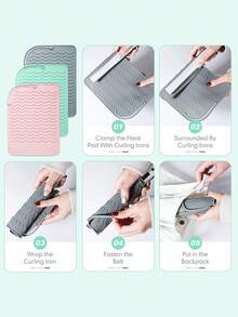 Heat Styling Tool Mat, Universal Size Heat-Resistant Pad, Suitable For Flat Irons And Curling Irons, Portable And Travel-Friendly, Heat-Resistant Silicone Hair Styling Mat, Protects Your Hair Styling Tools - Multicolor - View 3