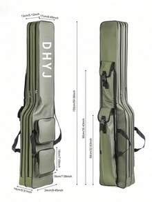 1pc 150cm/59in Foldable Fishing Rod Bag, Fishing Rod Storage Bag, Fishing Rod Case, Large Capacity, Double Layer Design, Equipped With 4 Side Pockets, Suitable For Outdoor Fishing. - Random Color - View 1