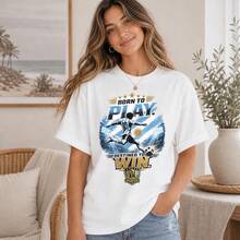 Argentina Soccer T-Shirt, Born To Play Destined To Win Football Tee - 白色 - 查看 1