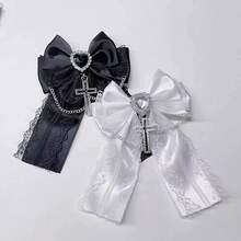 1pc Multicolor Fashion Bow Chain Cross Bow Lace Edge Lolita Hair Clip - Multicolor - View 5