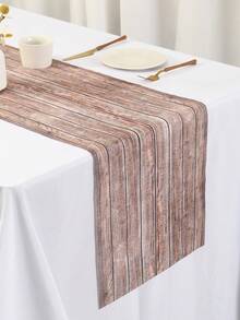 1 Stück Tischläufer mit Holzmaserung, 180x35cm Polyester Tischdecke, geeignet für Zuhause Küche Esstisch Dekoration, Picknick Party Zubehör - Verschiedenfarbig - Übersicht 7