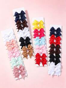 Set de 10 piezas de accesorios para el cabello con lazo, ligas para el cabello de unicolor con textura acanalada, diseño de cola de golondrina, accesorios para el cabello de moda para uso diario - Multicolor - Ver 5