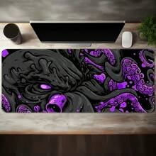 Cyber ​​Neon Purple! Giant Cthulhu-Style Octopus Desk Mat-An Atmospheric, Minimalist, Dark-Themed Gaming Keyboard Mat Featuring Precision Edge Stitching And A Non-Slip Rubber Base; Designed To Prevent Curling Or Fraying. - Mouse Pad - View 6