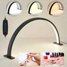 Guanova 1pc Small Crescent Moon Shaped Table Lamp, Nail Art Lamp, Adjustable Lighting, 3 Color Temperatures, Shell: White / Pink / Black Optional, Desktop LED Nail Art Lamp, Button Switch, One-Key Control, Easy To Use. Suitable For Personal Nail Art, Makeup, Crafting, Desk And Bedside Table, Can Be Used As Graduation, Birthday, Holiday Gift. - Half-moon Nail Lamp - View 15