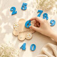 1-12 Months Wooden Flower Monthly Milestone Cards Baby Growth Record Photo Atmosphere Props ,Newborn Memorial Photo Prop, Double-Sided Mileage - Calendar Poster - View 8