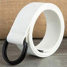 1pc Unisex Minimalist Solid Color Double Ring Buckle Canvas Belt, Fashionable Solid Color Strap, Fashionable Decor, Popular And Multifunctional, Suitable For Daily Use, Women's Belt, Summer, School, Autumn - Black - View 11