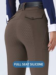 ROYALS MATTINI Women's Riding Pants With Pocket, Horse Riding Pants, Equestrian Riding Pants, Full Seat Silicone Riding Pants, Full Seat Silicone Anti-Slip Wear-Resistant Equestrian Pants, Riding Leggings, Dual Side Pockets, Suitable For Riding Equestrian Sports - Coffee Brown - View 1