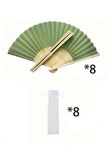 Bộ quạt cầm tay gấp gọn thanh lịch (3-60 chiếc/bộ), kèm nơ và túi quà, quạt tre cầm tay cho cô dâu, thích hợp làm quà tặng cho phù dâu và trang trí đám cưới, hoàn hảo cho các bữa tiệc, sự kiện và phụ kiện mùa hè. - xanh quân đội - Xem 16