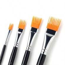 Set Sisir Kuas Lukis - 4 Buah Kuas Grainer Profesional untuk Lukisan Akrilik, Minyak & Cat Air - Kuas Tekstur untuk Seniman & Pemula, Gagang Pendek (Beberapa Kuas Mungkin Memiliki Bekas Cetakan, yang Tidak Dapat Dihindari Karena Proses Pembuatan dan Tidak Mempengaruhi Penggunaan Kuas) - Set - View 2