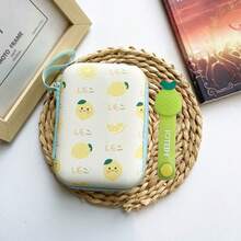 2件/組趣味水果印花圖案充電器數位收納袋 + 矽膠水果線材整理器，可存放耳機、數據線、CCD相機、便攜式硬碟，附掛繩與配套線材整理器，防震、防摔、大容量收納，多色可選，通勤、旅行、學生的必備數位收納神器 - 彩色 - 查看 16