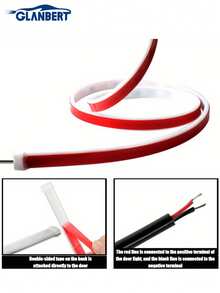 GLANBERT 1pc LED Car Door Flowing Light Dual Color Decorative Water Flow Guide Strip 12V Car Scanning Door Light Anti-Collision White & Red - Flowing Light + Strobe Mode - View 9