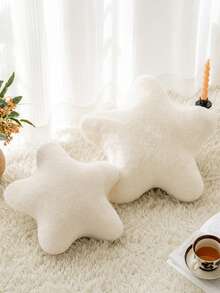 Star Shaped Plush Pillow, Decorative Cushion For Bed And Sofa, Soft Faux Rabbit Fur Star Pillow, Bedroom Living Room Sofa Room Decor Pillow - White - View 2