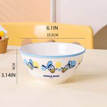 Ensemble de vaisselle en céramique officiel Disney Mickey Mouse & Minnie Mouse, bols de dessin animé mignons assortis comprenant bol à riz, bol à soupe & assiette, vaisselle en porcelaine de haute qualité pour la maison, la cuisine & le dortoir, parfait pour un usage personnel, micro-ondes & lave-vaisselle - Lin jaune - Voir 13