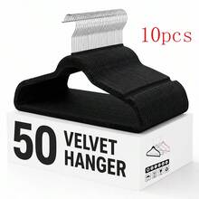 10/20/50 Pack Premium Velvet Hangers, Non-Slip Clothes Hangers With Swivel Metal Hooks, Space Saving Closet Organizer For Shirts, Dresses, Pants, Black - View 10