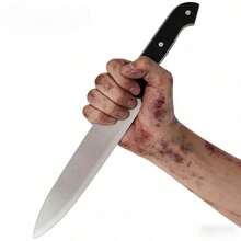 1pc Plastic Fake Knife Prop - Realistic Knife, Horror Costume Prank , Cosplay Party Accessory - Multicolor - View 2