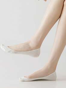 1/3/5/6/8 Pairs Women's White Black Nude Breathable Sweat-Absorbent Cotton Socks, Thin Spring Summer Low-Cut Shallow-Opening Anti-Odor Casual Minimalist Invisible Short Socks For Shoes And Sneakers - Multicolor - View 5