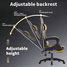 Professional Gaming Chair With Footrest – Swivel Office Chair With Lumbar Support, Casters, And Desk Functionality – Suitable For Home Office And PC Gaming - Yellow - View 5