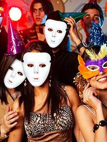 2/1 pieza Máscara de Halloween, Máscara de Disfraz Unisex, Máscara de Plástico Blanca de Cara Completa con Parte Superior Plana, Adecuada para Halloween, Fiesta y Reunión Familiar, Juego de Rol de Baile Hip-Hop Ghoststep - A - Ver 3