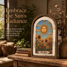 1/3pcs Rustic Style Celestial Sun Moon Star Arch Wooden Wall Hanging Decor, Suitable For Bedroom, Living Room, Meditation Space, Vintage Design, Create Home Atmosphere Decoration, 2D - Wooden Ornaments - View 3