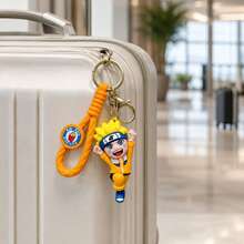 Miniso Naruto Uzumaki Running Pose Character Keychain With Orange Braided Loop Strap And Gold Clip For Backpack Handbag Keys, Birthday Christmas Gift - Orange - View 5