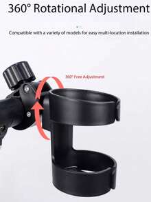 1Pcs1Pcs Multi-Scenario Universal Cup Holder Tool-Free Quick Installation 360° Rotating Stroller / Bicycle / Wheelchair Beverage Cup Holder - Multicolor - View 6