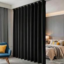 Room Divider Curtains Out Floor To Ceiling Curtain With Hook Wall Mount Sliding Door Curtains Ceiling Mount Extra Wide Curtain Wall Divider For Room Separation,W100 X H84 Inch - Black - View 7