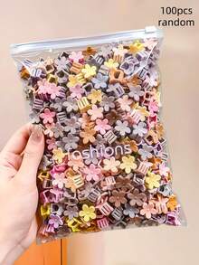 100/50/30pcs Brown Small Flower Hair Claw Clips, Durable Compact Hair Clips, Sweet Cute Hair Accessories For Girls And Kids, Suitable For Daily School, Vacation, Party - Multicolor - View 9