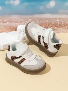 Boys & Girls Spring/Autumn 2026 New Style Children's White Sneakers, Magic Tape Non-Slip Soft Sole Sports Shoes, Retro Colorblock Baby Walking Board Shoes - Brown - View 2