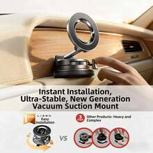 2026 New 2-In-1 Vacuum Suction Cup Magnetic Car Phone Holder, Direct Adsorption To Dashboard Leather, Key Lock Suction Cup Base - Epoxy Magnetic Holder - View 10