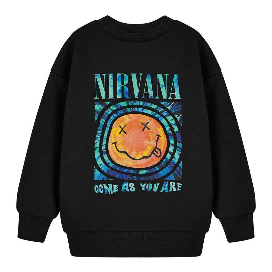 Nirvana Childrens/Kids Come As You Are Sweatshirt - Black - View 1
