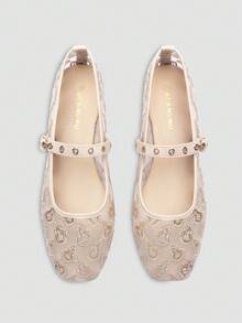 ADAMUMU New Women's Premium Fashion Comfortable Bead Flat Shoes, Reflective Shiny Metallic Rivets, Lightweight Suitable For Spring Summer Autumn Winter All Seasons, Fashionable And Comfortable For Daily And Party Wear - Chantilly - View 1