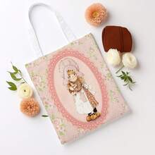 1pc Vintage Handbag - Doll Portrait Style, Durable & Washable, Spacious Shopping Bag, Suitable For Women's Fashion & Daily Use, Novel Handbag, Exquisite Pattern Design - Multicolor - View 5