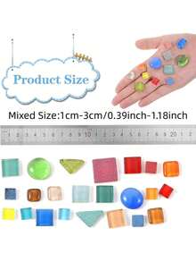 120g Blue Tone Mixed Shape Glass Mosaic Tiles, Assorted Asymmetric Square Stained Glass Pieces For Diy Mosaic Art Crafts, Home Decoration And Handmade Projects - A - View 9