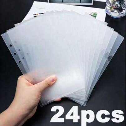6/12/24 Pcs "Back To School Season / Back To School Essentials" A6 Zipperless PP Loose-Leaf Cash Envelope Bags, 6-Hole Binder Compatible Inner Pockets, Planner Refill Protective Pouches, Student Ticket & Cash Sorting Storage Bags, Office Document Organizer Stationery, Multiple Sizes Available